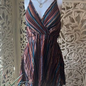 Striped Multicolor V-Neck Dress